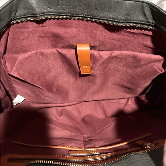 Adrienne Vittadini Leather Crocodile Embossed Convertible Laptop Carrier to Tote - Picture 13 of 14